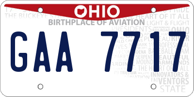 OH license plate GAA7717