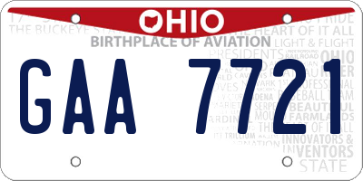 OH license plate GAA7721