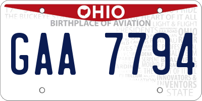 OH license plate GAA7794