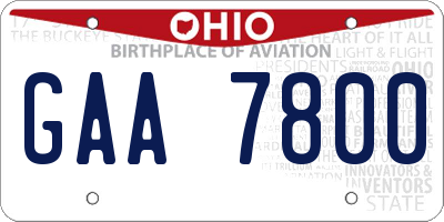 OH license plate GAA7800