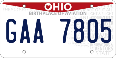 OH license plate GAA7805