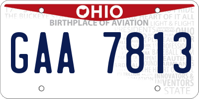 OH license plate GAA7813