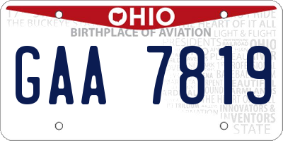 OH license plate GAA7819