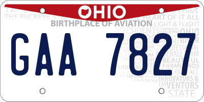 OH license plate GAA7827