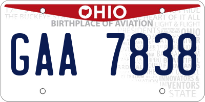 OH license plate GAA7838