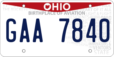 OH license plate GAA7840