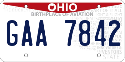 OH license plate GAA7842
