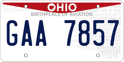 OH license plate GAA7857