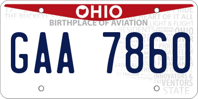 OH license plate GAA7860
