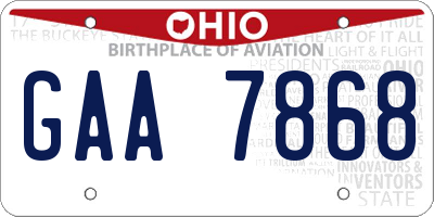 OH license plate GAA7868