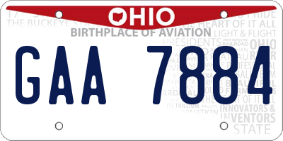 OH license plate GAA7884