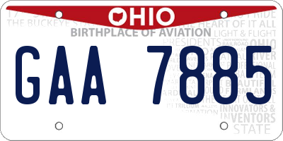 OH license plate GAA7885