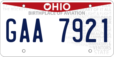 OH license plate GAA7921