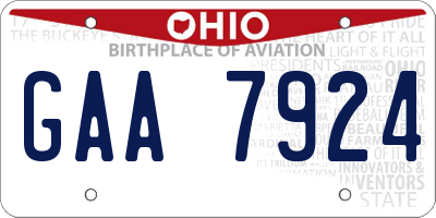 OH license plate GAA7924