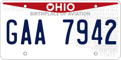 OH license plate GAA7942