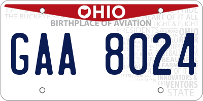 OH license plate GAA8024