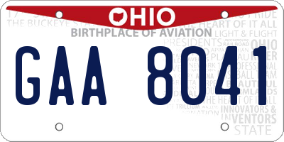 OH license plate GAA8041
