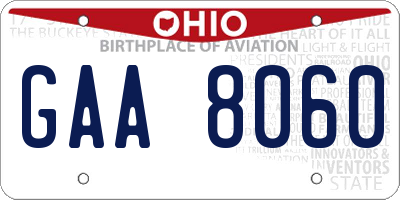 OH license plate GAA8060