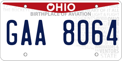 OH license plate GAA8064