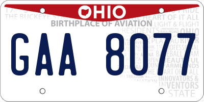 OH license plate GAA8077