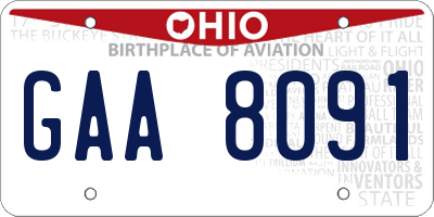 OH license plate GAA8091