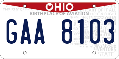 OH license plate GAA8103