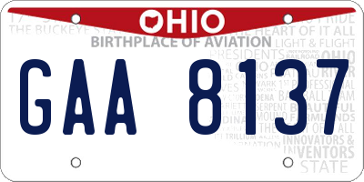 OH license plate GAA8137