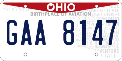 OH license plate GAA8147