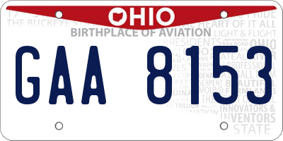 OH license plate GAA8153