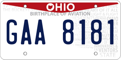 OH license plate GAA8181