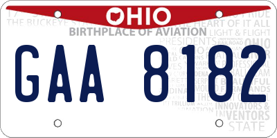 OH license plate GAA8182