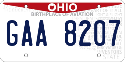 OH license plate GAA8207