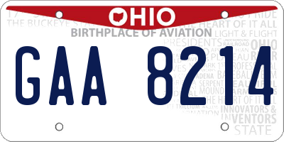 OH license plate GAA8214