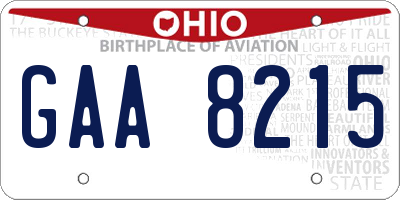 OH license plate GAA8215