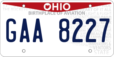 OH license plate GAA8227