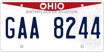OH license plate GAA8244