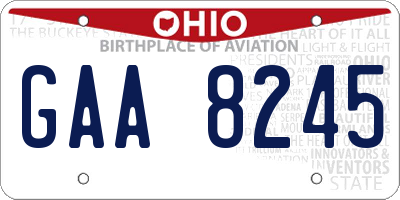 OH license plate GAA8245