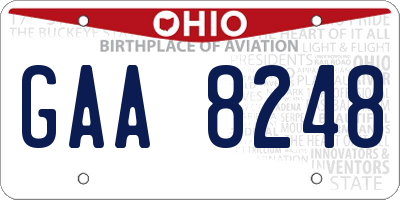 OH license plate GAA8248