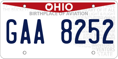 OH license plate GAA8252