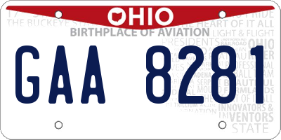 OH license plate GAA8281