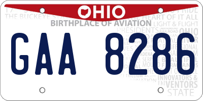 OH license plate GAA8286