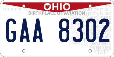 OH license plate GAA8302