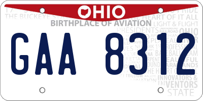 OH license plate GAA8312