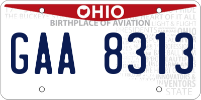 OH license plate GAA8313