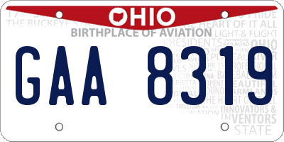 OH license plate GAA8319