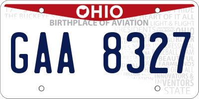 OH license plate GAA8327