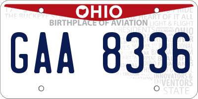 OH license plate GAA8336