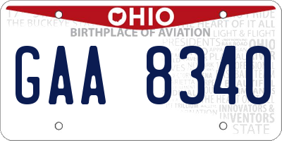 OH license plate GAA8340