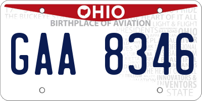 OH license plate GAA8346