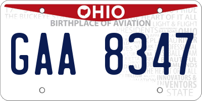 OH license plate GAA8347